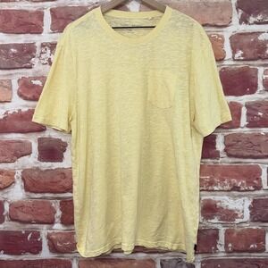 Lucky Brand T Shirt Mens XXL Yellow Linen Blend Slubbed Casual Everyday Tee